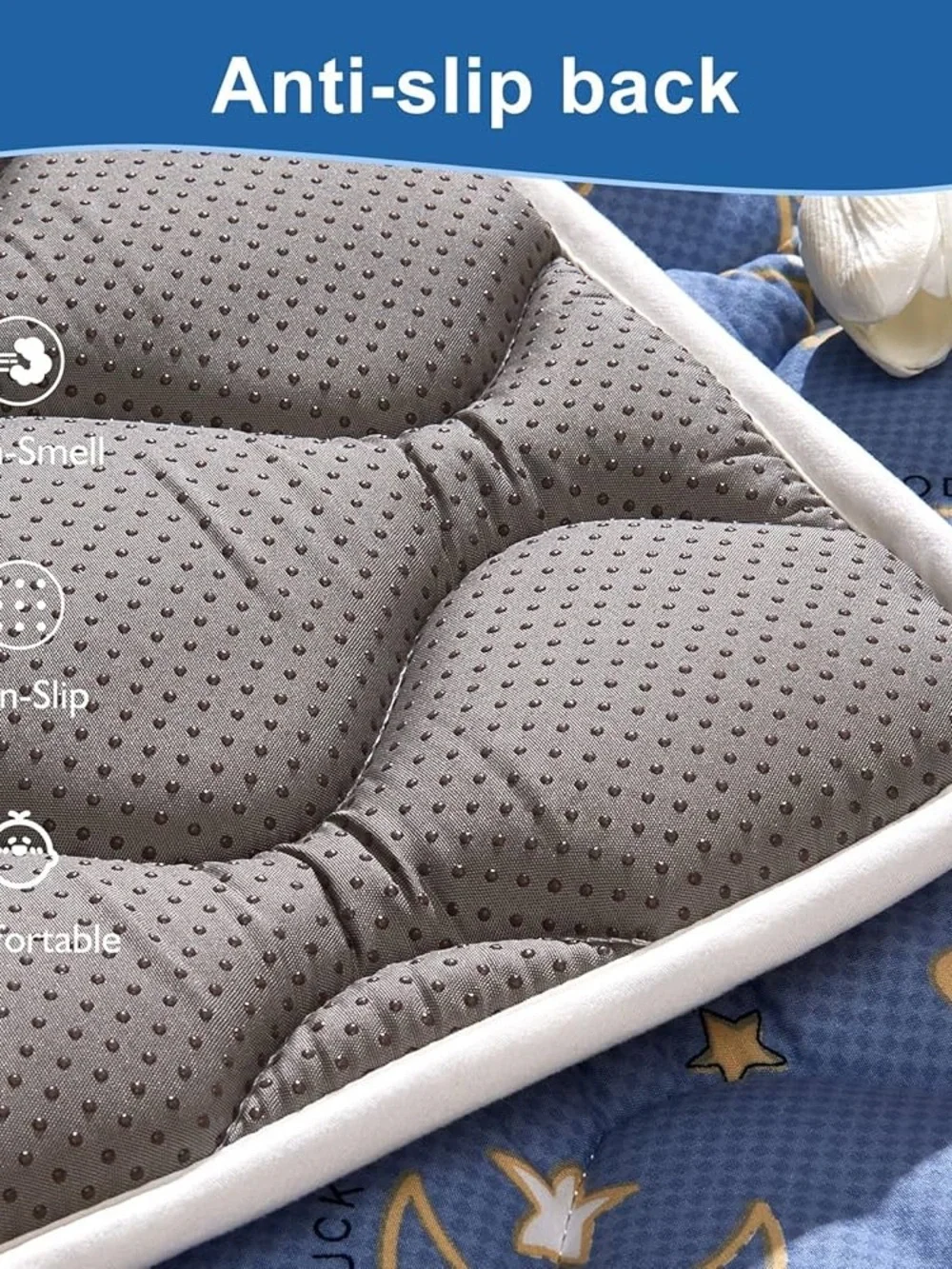 47 x 47 Blue Star & Moon Quilted Baby Play Mat